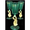 Image 1 : Three Murano glass goblets; teal green 