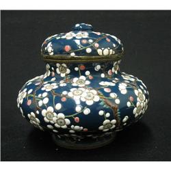 Japanese cloisonne dresser jar; knob fi