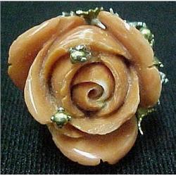 14k gold ring with carved coral; custom