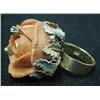 Image 2 : 14k gold ring with carved coral; custom