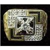 Image 1 : Man's 14k gold and diamond ring; square