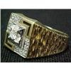 Image 2 : Man's 14k gold and diamond ring; square