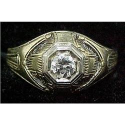 Art Deco 14k gold diamond ring; C. 1920