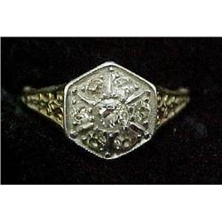 14k yellow gold filigree cluster ring, 