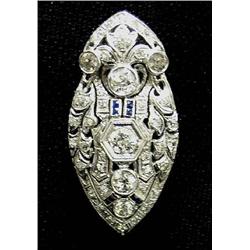 Art Deco 18k white gold diamond and sap