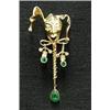 Image 1 : 14k gold; emerald and diamond jester pi