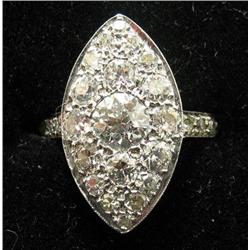 Edwardian platinum and diamond ring; ma