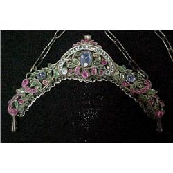 Silver gemstone purse frame; 19th centu