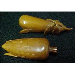 Two carved snuff bottles; naturalistic 