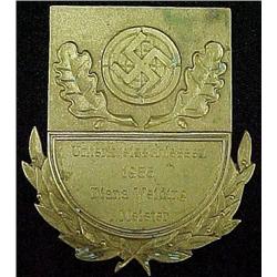 1935 German brass sports award pin read