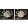 Image 1 : Two hand painted portraits in brass fra
