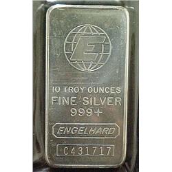Ten ounce fine silver ingot; Engelhard 