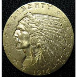 United States 1914 2 1/2 dollar Indian 