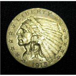 United States 1915 2 1/2 dollar Indian 