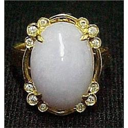 18k gold lavender jade and diamond ring