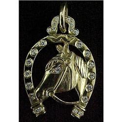 18k gold and diamond horse head pendant