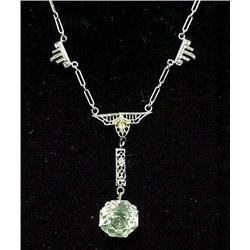 Art Deco 14k white gold filigree neckla