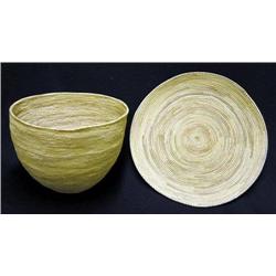 Two coiled baskets; the first in bowl f