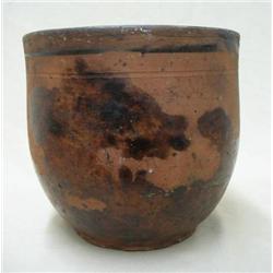 Redware jar; wheel turned; brownish red