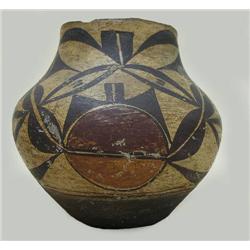 Pueblo pottery jar; geometric polychrom