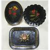 Image 1 : Three toleware trays including oval tra