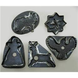 Five tin cookie cutters including pig 4
