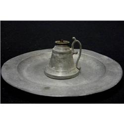 Pewter plate and pewter whale oil lamp;