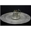 Image 1 : Pewter plate and pewter whale oil lamp;