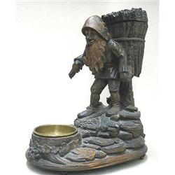 German figural wooden pipe stand; gnome