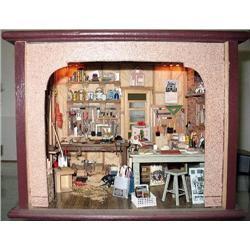 Diorama "Workshop"; lighted interior de