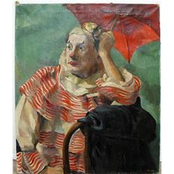 Heibel oil on canvas; portrait of a clo