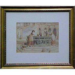 H. Lever watercolor of women at the tow
