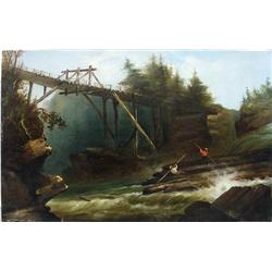 19th C. American School; two men riding
