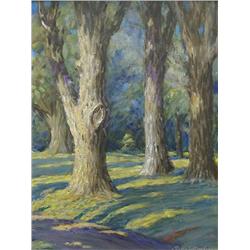 Pemberton Ginther oil on board "On the Edge of the Grove"; Bucks County Pennsylvania: signed (L."On
