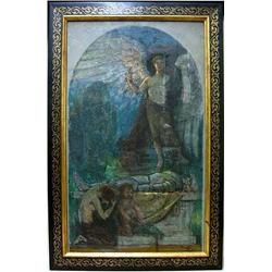 After (Alphonse) Mucha oil on board; al