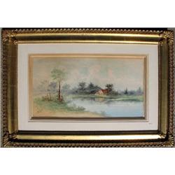 Martin landscape with house and lake; s