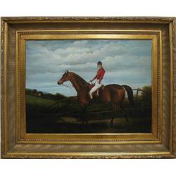 Shipley oil on canvas of racehorse and 