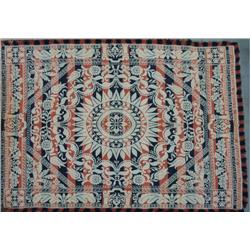 Jacquard coverlet; three color woven co