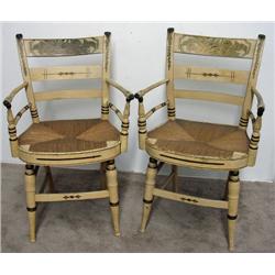 A pair of painted fancy armchairs; sten