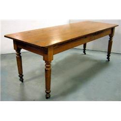 Chestnut farm table; rectangular top wi