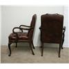 Image 2 : A pair of walnut and brown leather upho