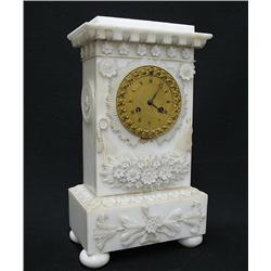White marble cased French clock; rectan