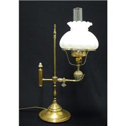 Brass student lamp; with pineapple fini