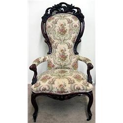 Victorian ornately carved walnut and ta