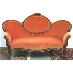 Renaissance Revival walnut and upholste