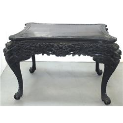 Carved Oriental rosewood table; formed 