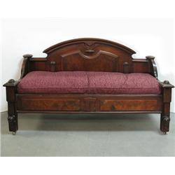 Walnut Renaissance Revival bench; arche