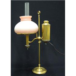 Brass student lamp; converted from oil;