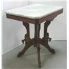 Image 1 : Walnut Victorian marble top table; beve