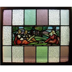 Stained glass window; center panel depi